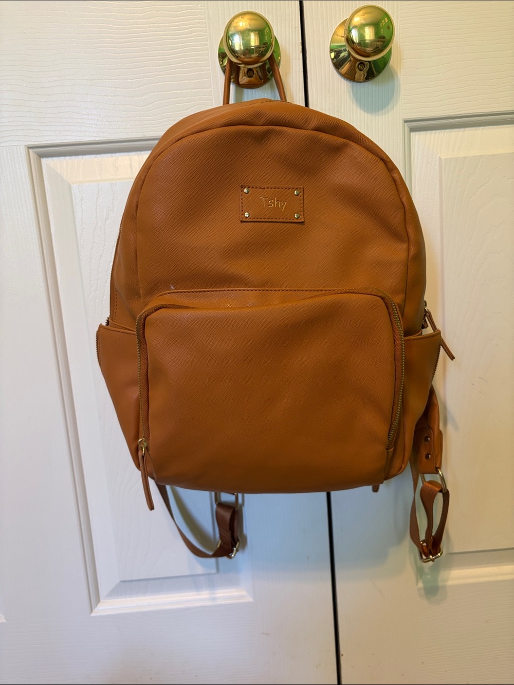 Tshy Tan Faux Leather Backpack